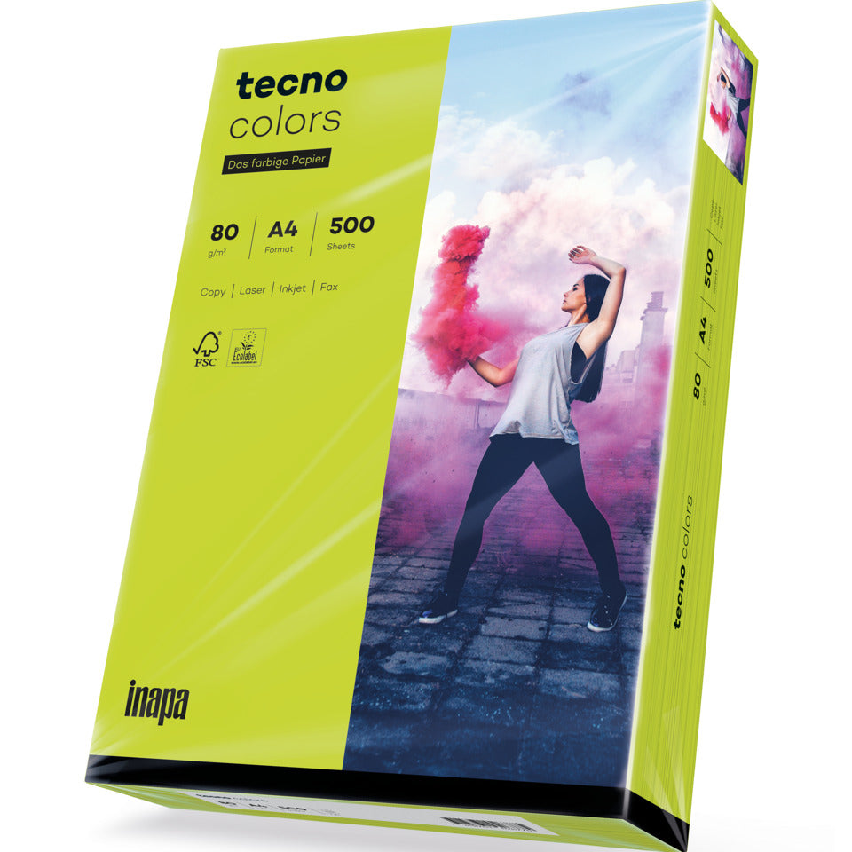 Kopierpapier Colors Pastell, A4, 80g/m², 500 Blatt, leuchtgrün TECNO 2100011407