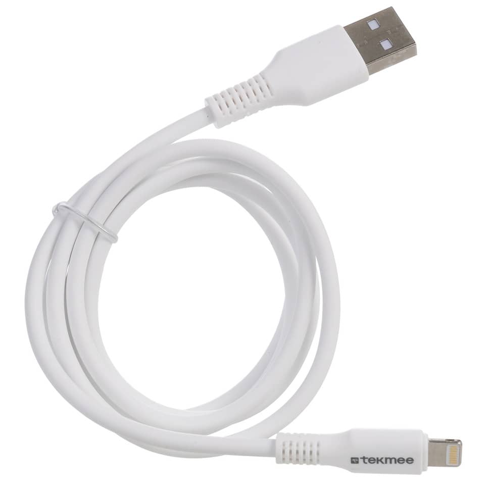 Ladekabel USB-A/Lightning, Nylon, weiß TEKMEE 40430169 TEKMEE 40 43 01 69