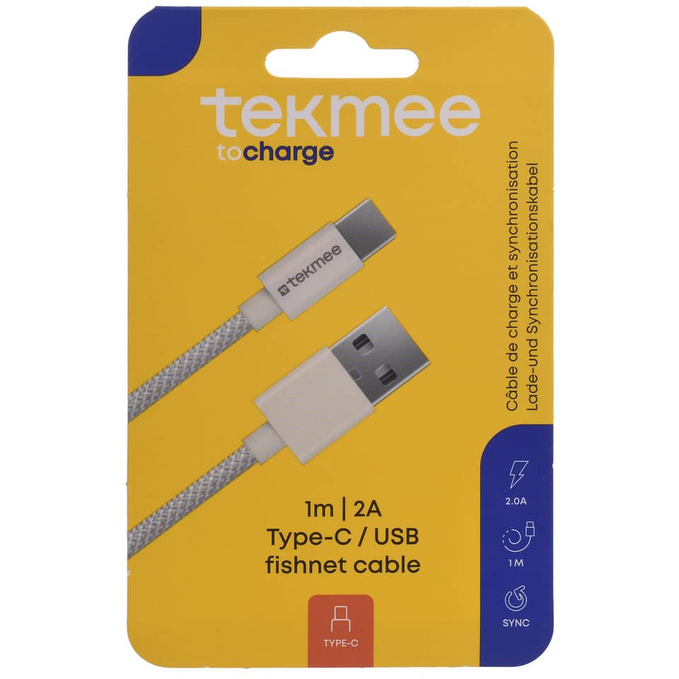 Ladekabel USB-A/USB-C, fishnet, weiß TEKMEE 40430166 TEKMEE 40 43 01 66