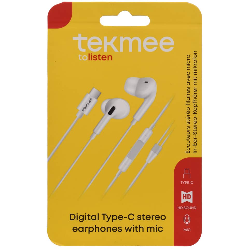 Kopfhörer In-Ear mit Kabel, Stereo, USB-C, weiß TEKMEE 40430163 TEKMEE 40 43 01 63 weiß