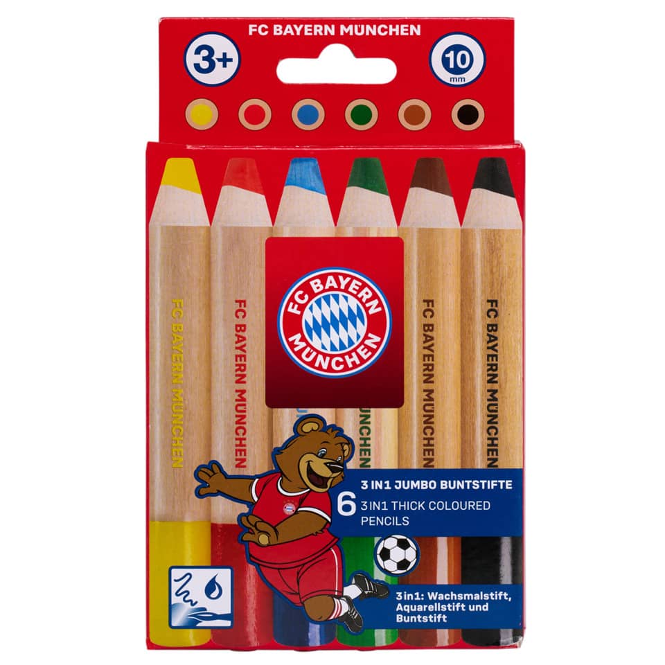 Jumbo Buntstifte 3in1, 6er-Set FC BAYERN 31946