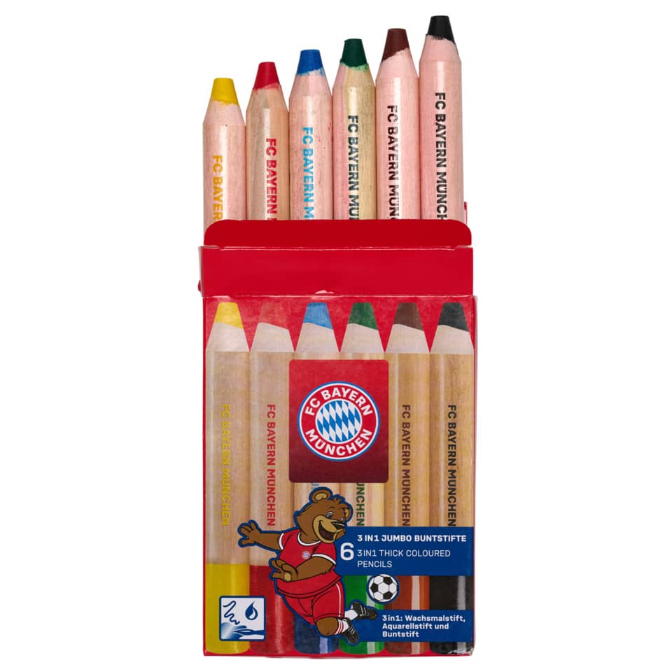 Jumbo Buntstifte 3in1, 6er-Set FC BAYERN 31946