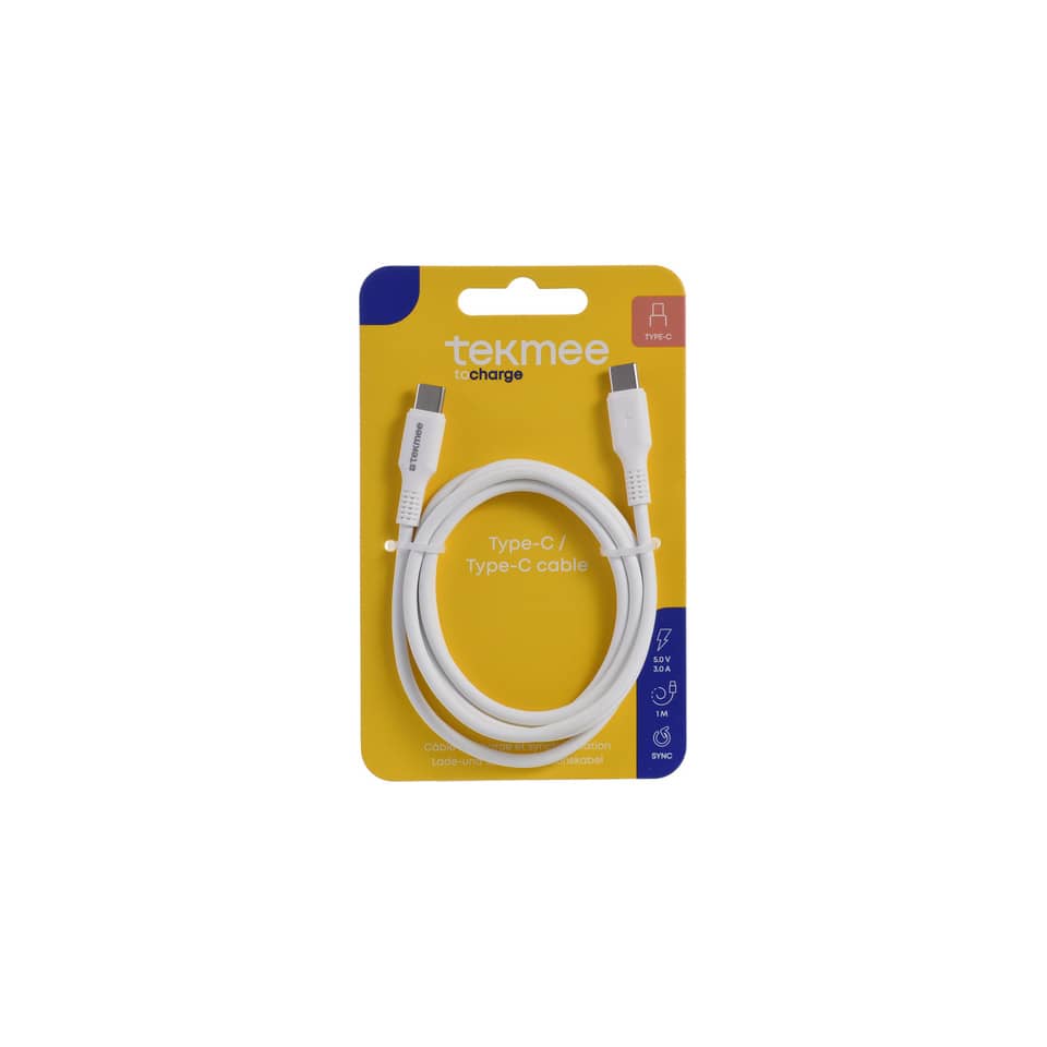 Ladekabel USB-C, Nylon, weiß TEKMEE 40430171 TEKMEE 40 43 01 71