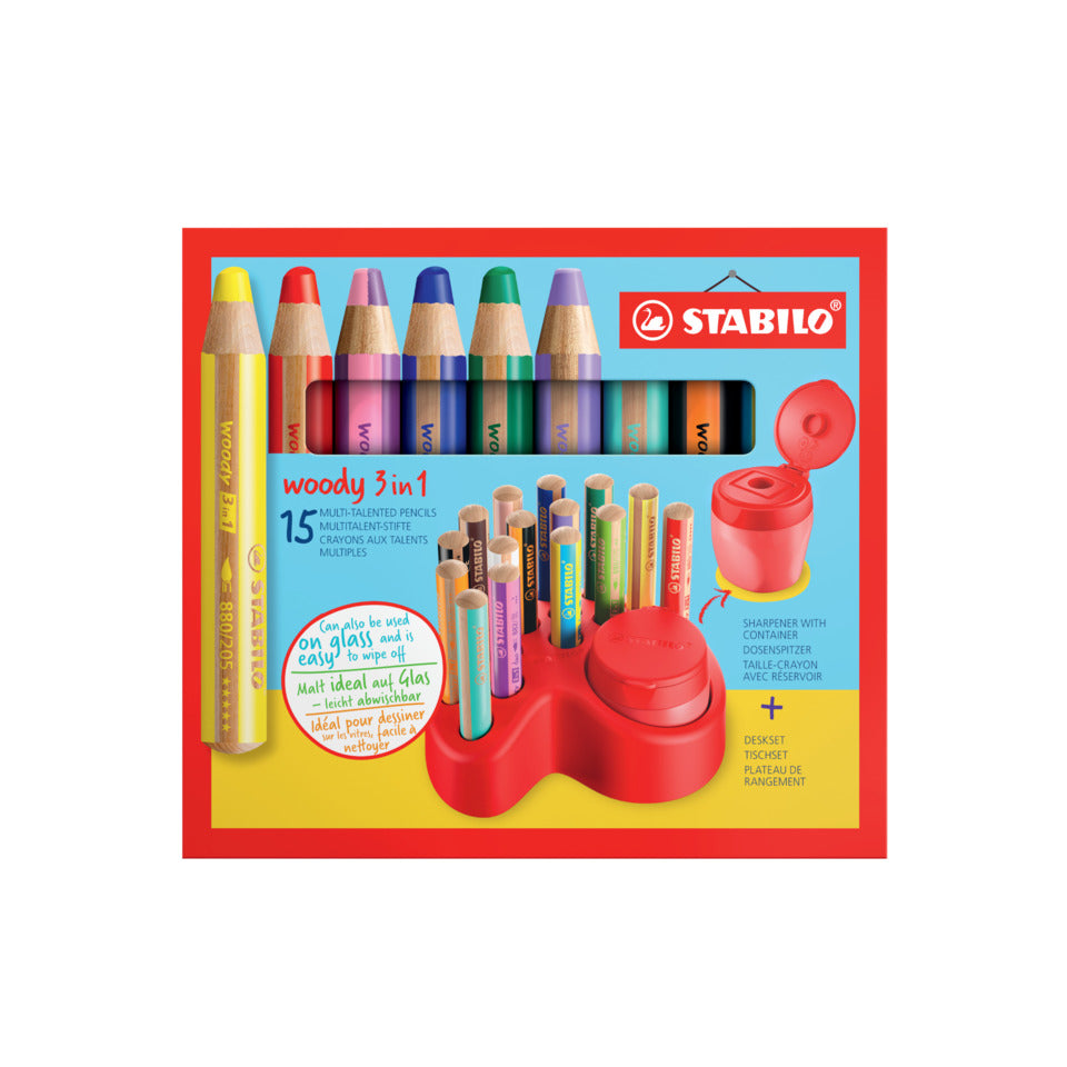 Aquarellfarbstift Tischset Woody 3in1, sortiert STABILO 880/15-01