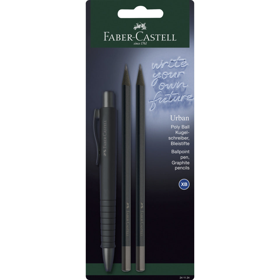 Schreibset PolyBall Urban, 3-teilig, all black FABER CASTELL 241124