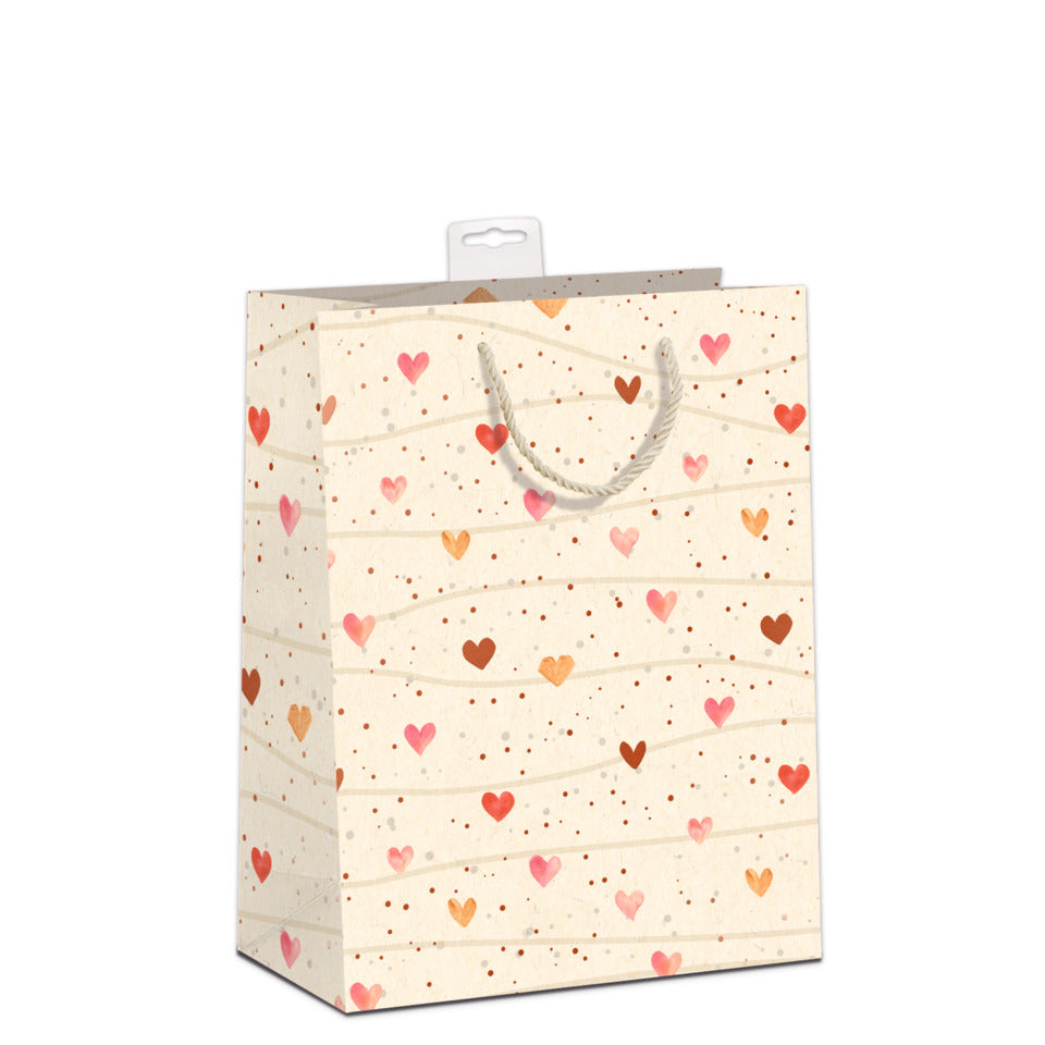 Geschenktragtasche Herzen, 32x26x12cm, Zuckerrohrpapier SKORPION 7549-2302-L SKORPION 7549-2302-L 32x26x12cm