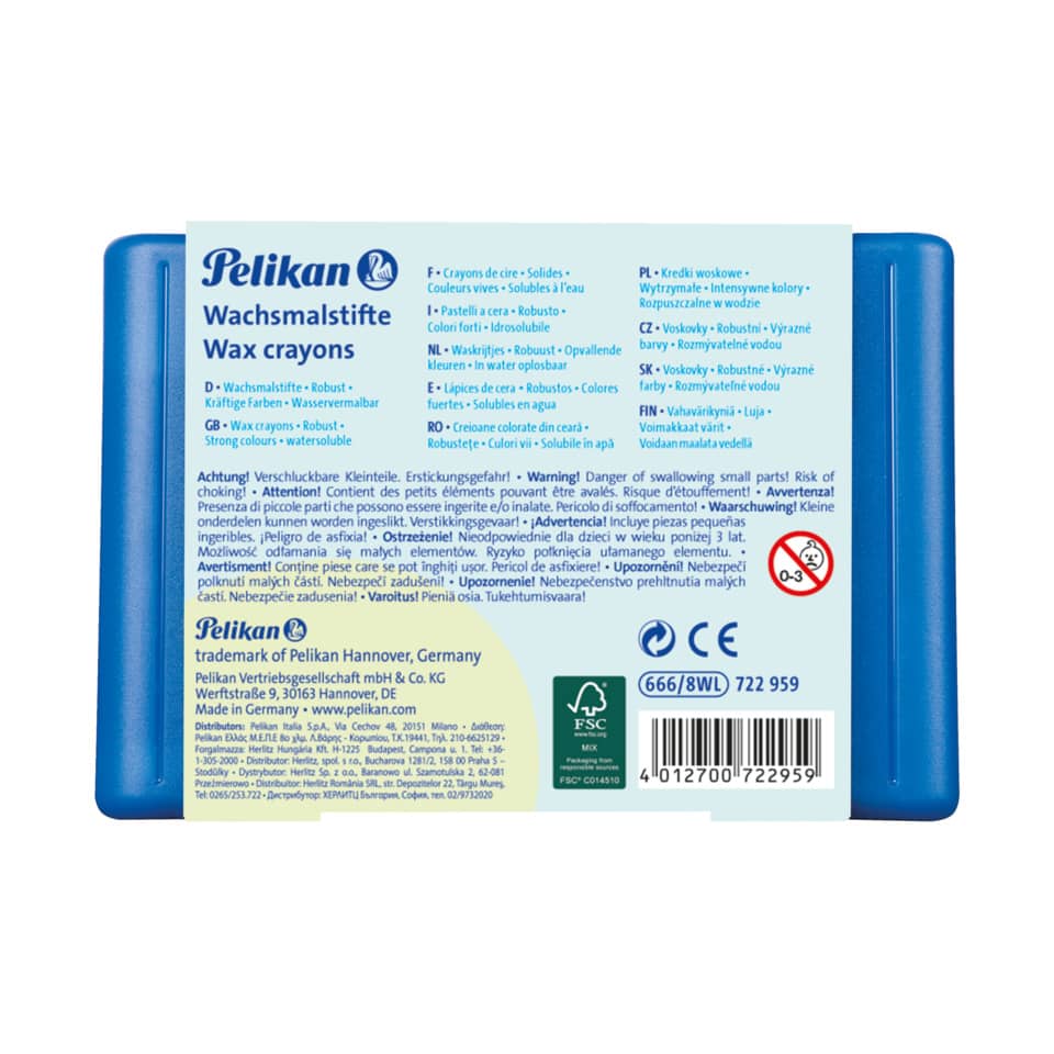 Wachsmalstiftetui wasserlöslich, 8 Stück, blau PELIKAN 300008325 PELIKAN 300008325 722959 666/8 WL