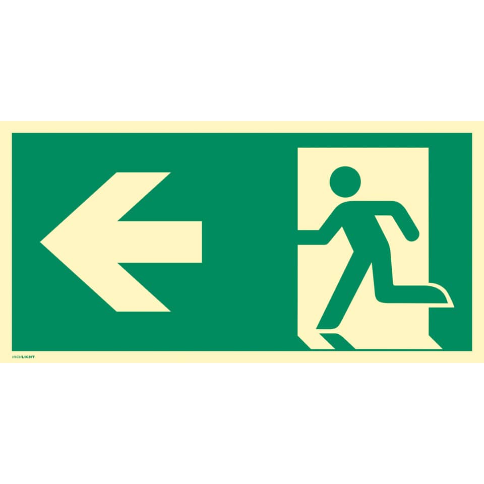 Hinweisschild "Rettungsweg links gehen" ISO 7010 148 x 297 mm   Kunststoff MOEDEL 60849 MOEDEL 60849 nachl. 297x148mm