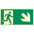 Hinweisschild "Rettungsweg schräg rechts unten" ISO 7010 148 x 297 mm   Kunststoff MOEDEL 60878 MOEDEL 60878 nachl. 297x148mm