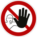 Verbotsschild "Zutritt für Unbefugte verboten" Ø 100 mm   Folie selbstklebend MOEDEL 58794 MOEDEL 58794 DIN4844-2  Ø 100 mm