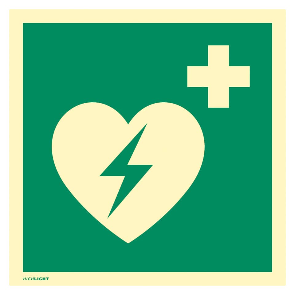 Hinweisschild "Automatisierter externer Defibrillator (AED)" ISO 7010 200 x 200 mm   Kunststoff MOEDEL 60728 MOEDEL 60728  nachl. 200x200mm