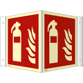 Winkelschild Feuerlöscher, 200x200mm, nachleuchtend, ISO 7010 MOEDEL 76838 MOEDEL 76838 nachl. 200x200mm