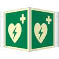 Winkelschild Automatisierter externer Defibrillator, 200x200mm, nachleuchtend MOEDEL 76889 MOEDEL 76889 nachl. 200x200mm