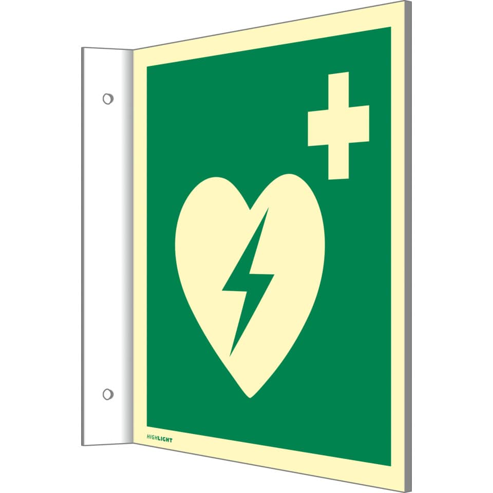 Fahnenschild "Automatisierter externer Defibrillator (AED)" 200 x 200 mm MOEDEL 65635 MOEDEL 65635 200x200mm