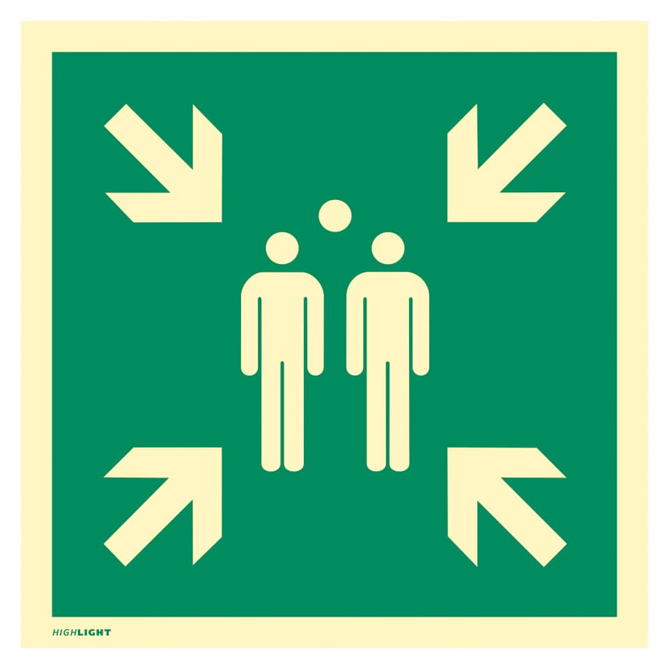 Hinweisschild "Sammelstelle" ISO 7010 400 x 400 mm   Aluminium nachleuchtend MOEDEL 60691 MOEDEL 60691 400x400mm