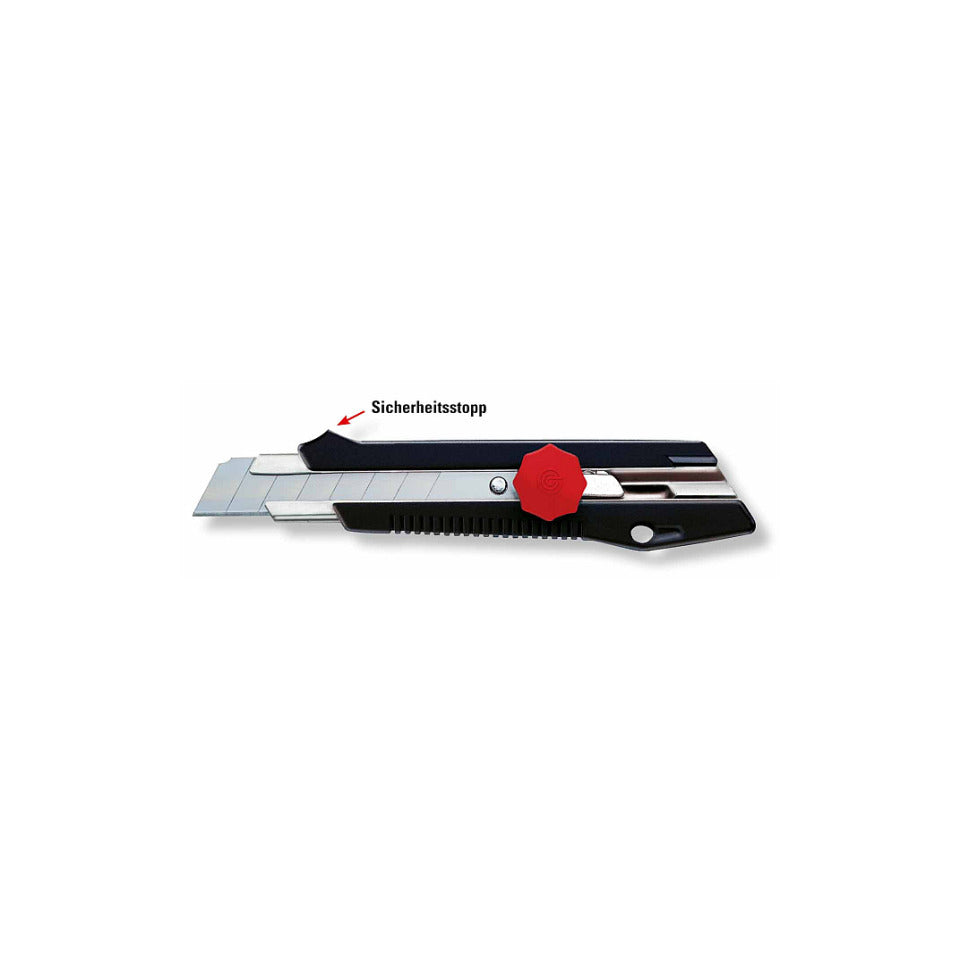 Cutter, Metallmesserführung, Schraubarretierung, Sicherheitsstopp, Klinge 18 mm ECOBRA 770500 ECOBRA 770500 +2 Ersatzklingen