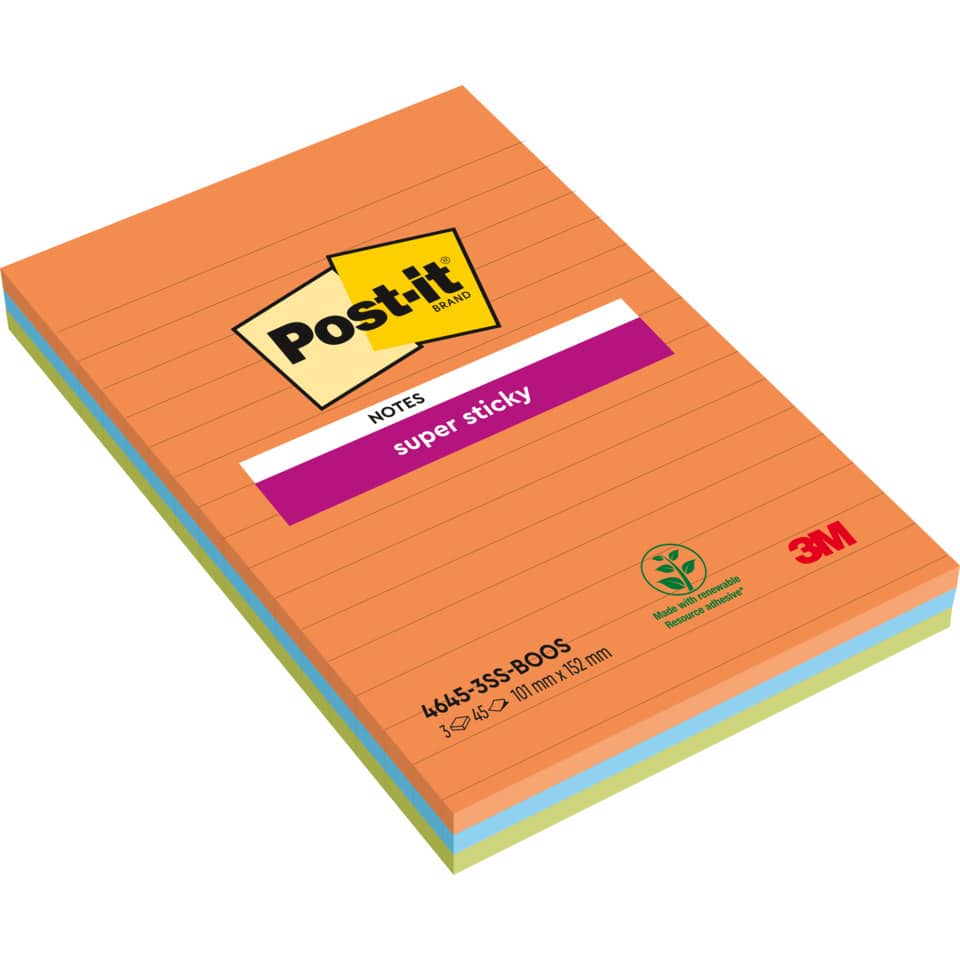 Haftnotizblock Super Sticky Notes Boost Collection, 101x152mm, 3x45 Blatt, sortiert POST-IT 4645-3SS-BOOS POST-IT 4645-3SS-BOOS SuperSticky