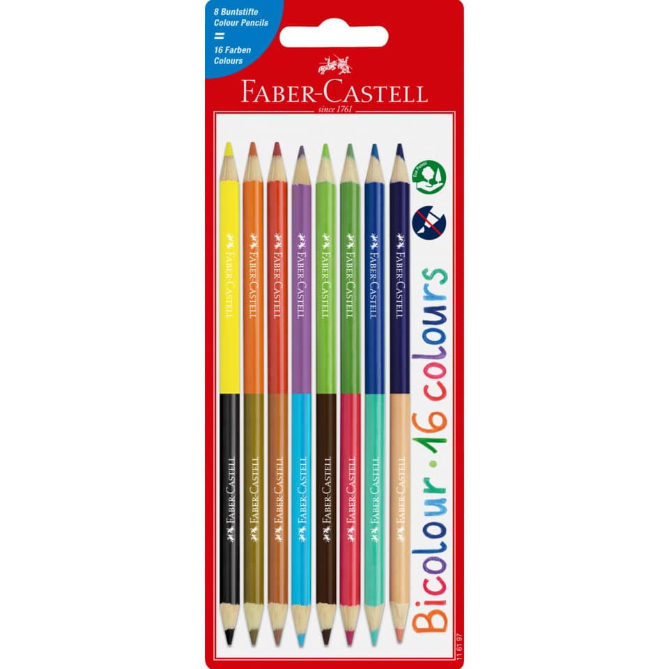 Farbstift Bicolour, 8 Stück, sortiert FABER CASTELL 116197