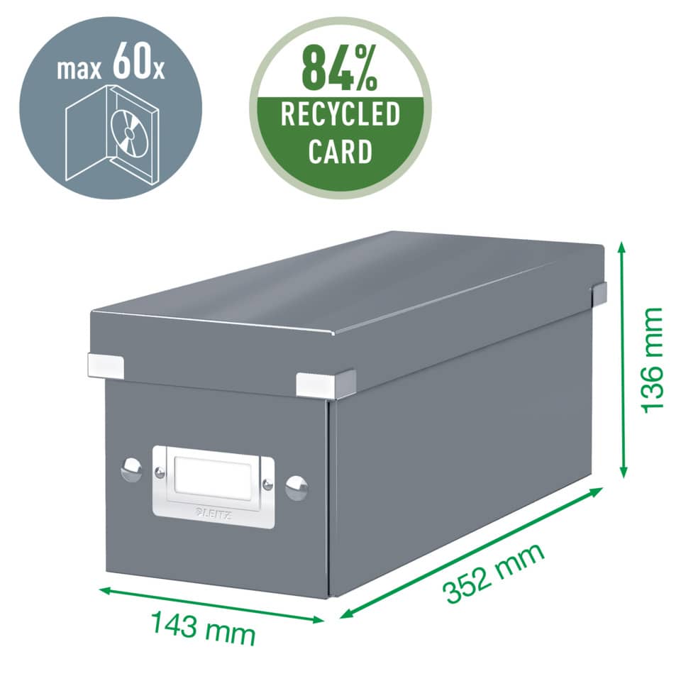 Archivbox Click & Store WOW CD, Graukarton, schwarz LEITZ 6041-00-95 LEITZ 6041-00-95 Click&Store