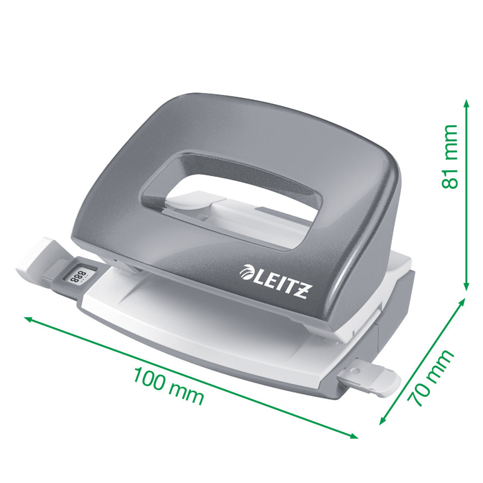 Locher Mini NeXXt WOW, 10 Blatt, Anschlagschiene, Kunststoff, eisblau LEITZ 50601051 LEITZ 5060-10-51