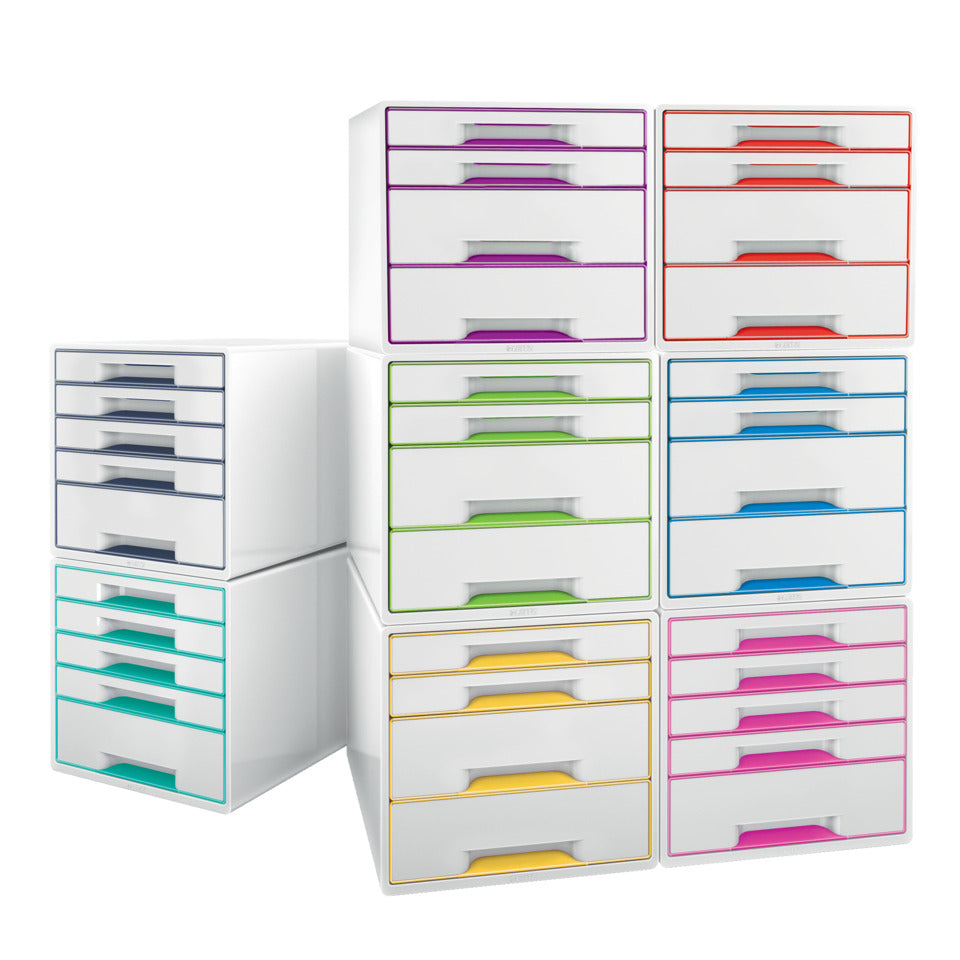 Schubladenbox WOW CUBE, 5 Schubladen, Polystyrol, weiß/grün LEITZ 5214-20-54 LEITZ 5214-20-54 5 Schubladen