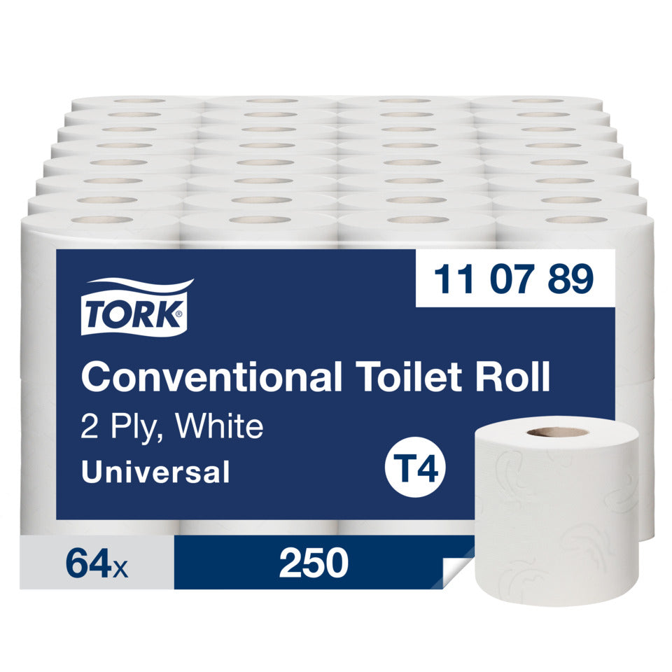 Toilettenpapier Universal, 2-lagig, weiß, System-T4, Prägung, 250 Blatt/Rolle, 64 Rollen TORK 110789 TORK 110789 Sys.T4  UWS