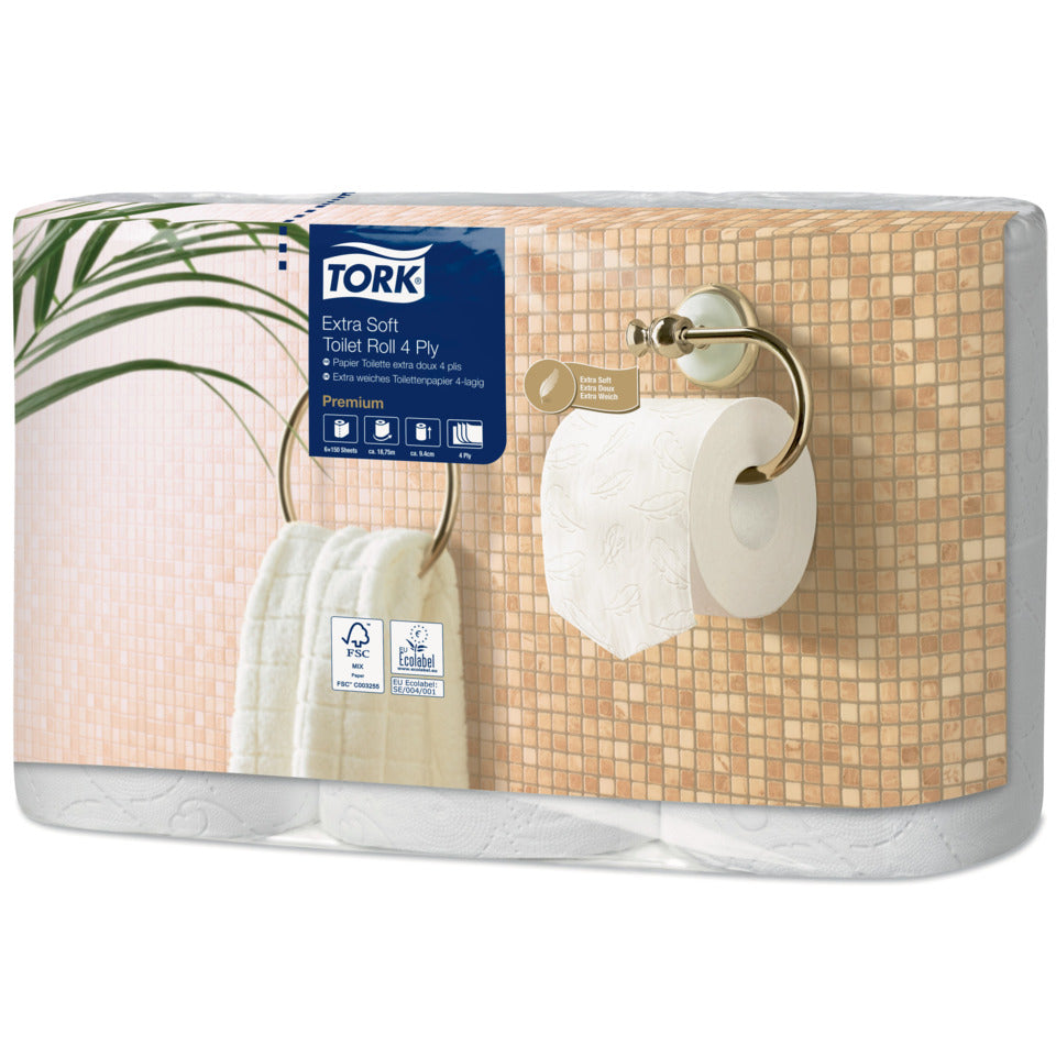 Toilettenpapier System T4, 4-lagig, 150 Blatt, 42 Rollen, weiß TORK 110406 TORK 110406 Sys.T4 150BL