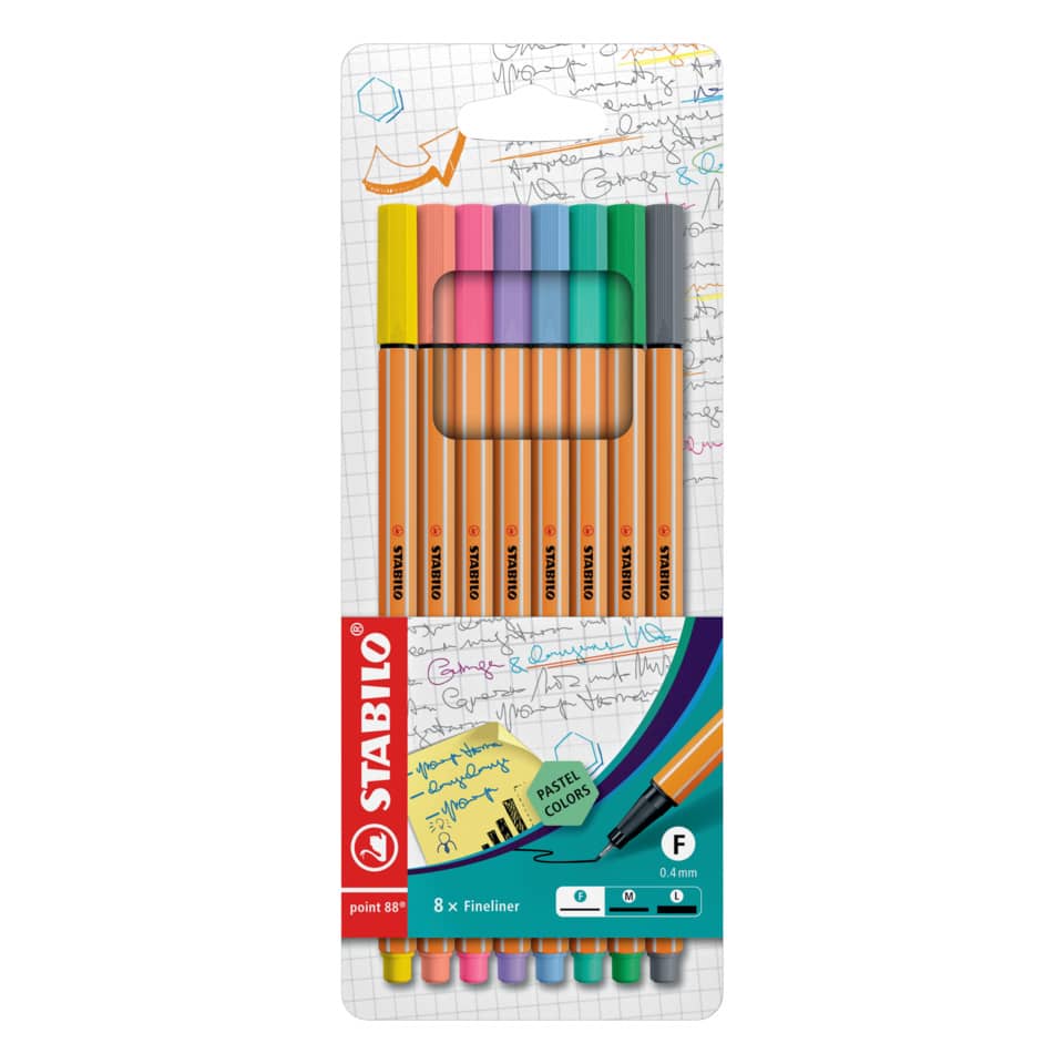 Fineliner point 88® Etui "Pastell", mit 8 Stiften STABILO 88/8-01 STABILO 88/8-01 pastell sortiert