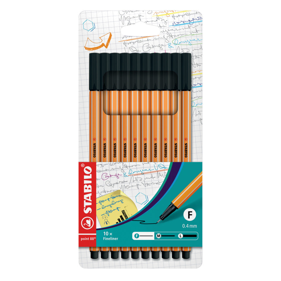 Fineliner point 88® Etui, 0,4 mm, schwarz, Etui mit 10 Stiften STABILO GB/8810-46
