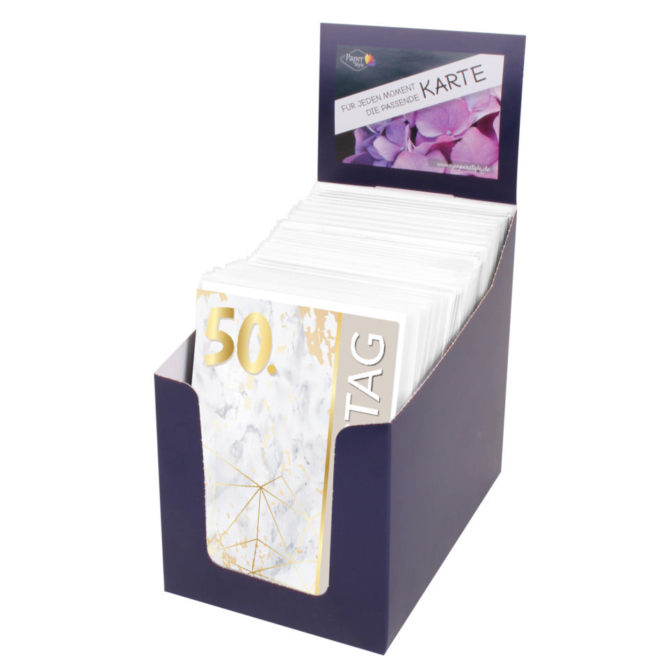 Geburtstagskarte Zahlen, 50er Box, sortiert PAPER STYLE 52-0354 PAPER STYLE 52-0354 in Box