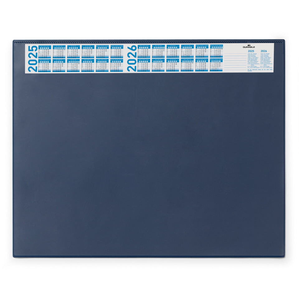Schreibunterlage mit Jahreskalender, PVC, 650 x 520 mm, 2 mm, dunkelblau DURABLE 7204 07 DURABLE 7204 07   52,65 cm