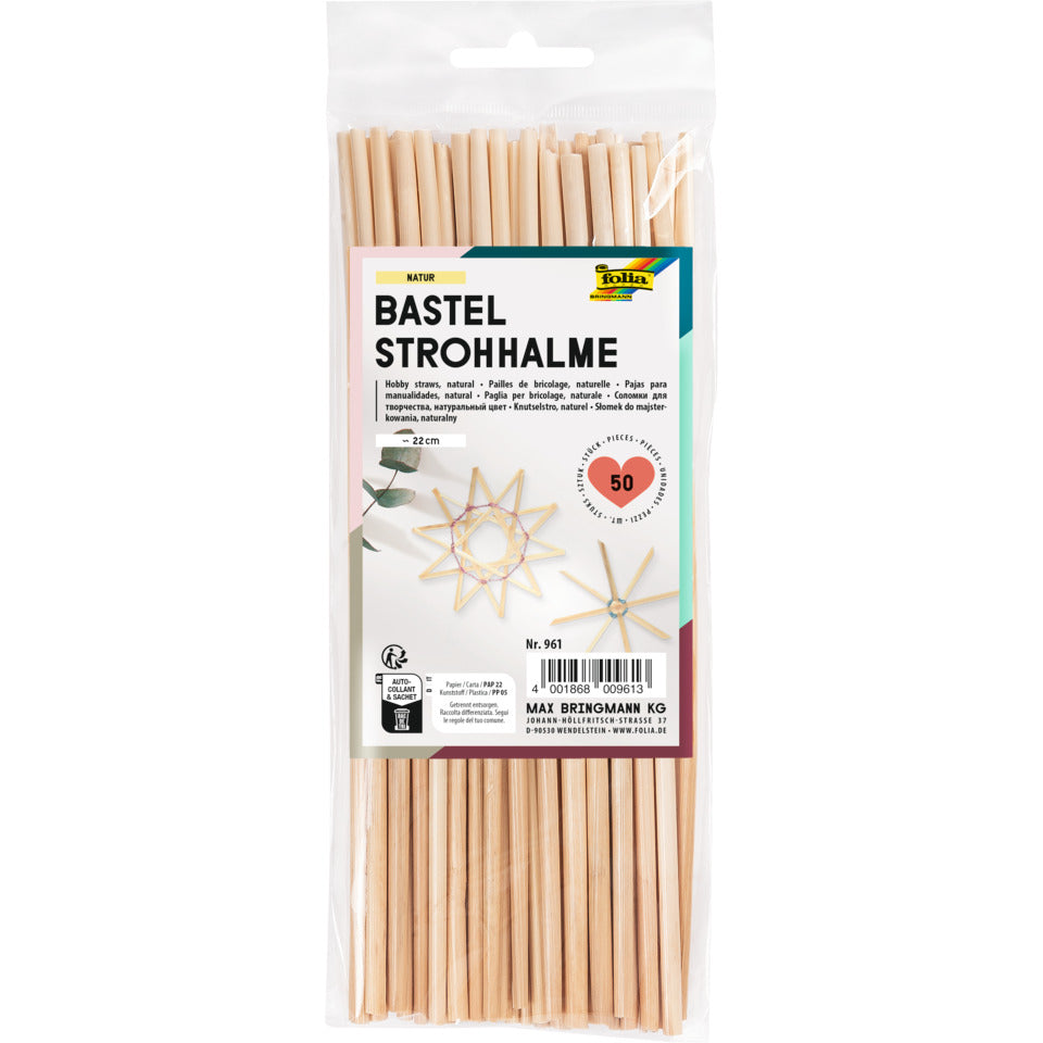 Bastelhalme naturgebleicht, 22cm, 50 Stück FOLIA 961 BRINGMANN 961 o. Hülle