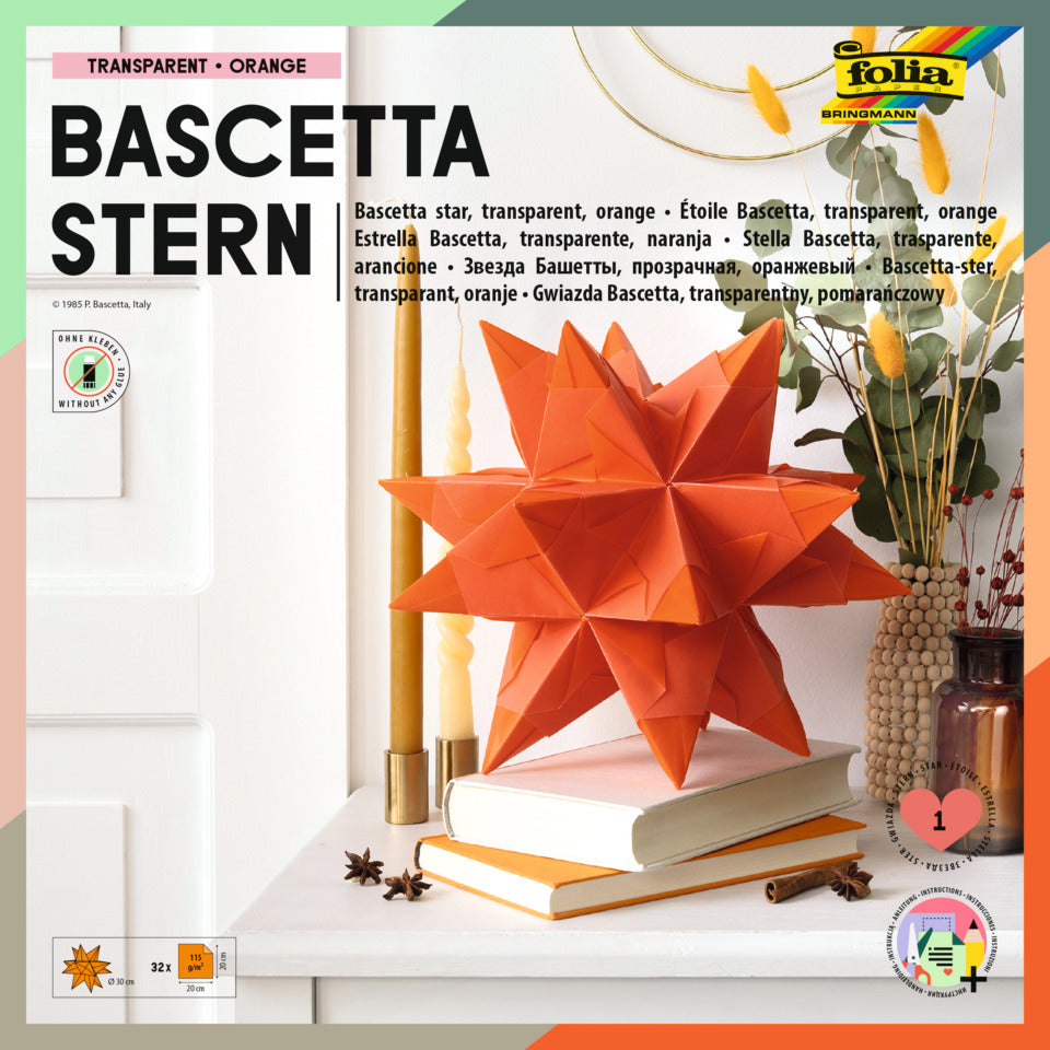 Bastelset Bascetta Stern, 20 x 20 cm, orange FOLIA 840/2020 FOLIA 840/2020 20x20cm