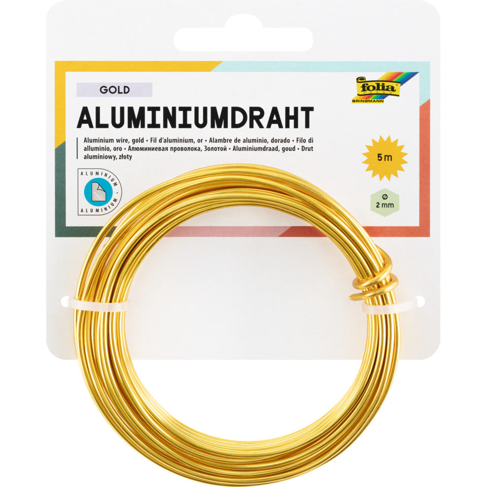 Basteldraht Aluminium, 2mmx5m, gold FOLIA 79665 FOLIA 79665  2mm 5m