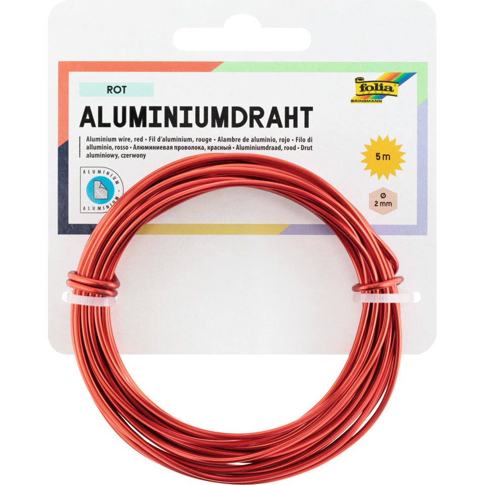 Basteldraht Aluminium, 2mmx5m, rot FOLIA 79620 FOLIA 79620  2mm 5m