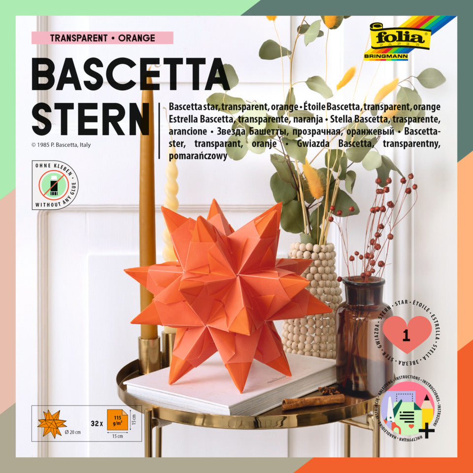 Bastelset Bascetta Stern, 15 x 15 cm, orange FOLIA 840/1515 FOLIA 840/1515 15x15cm