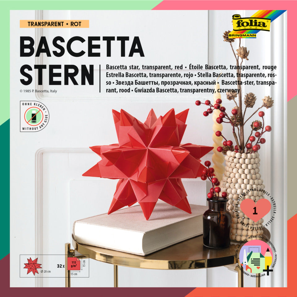 Bastelset Bascetta Stern, 15 x 15 cm, rot FOLIA 820/1515 FOLIA 820/1515 15x15cm