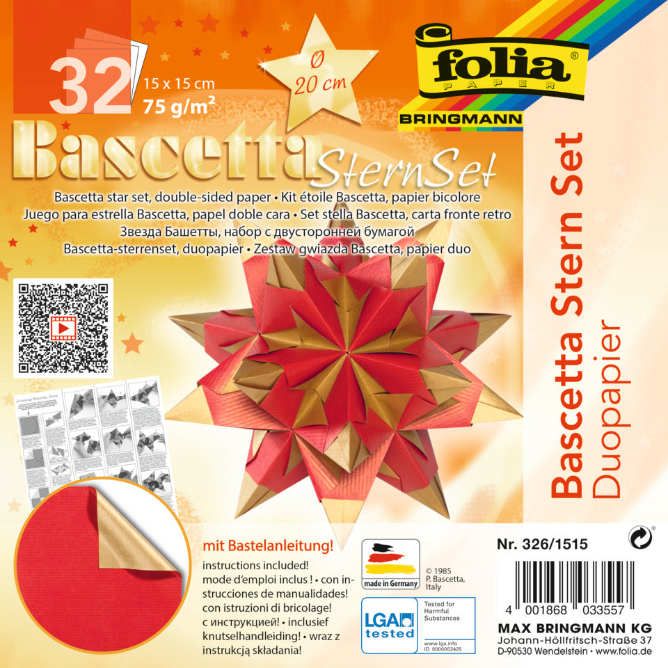 Bastelset Bascetta duo, 15 x 15 cm, rot/gold FOLIA 326/1515 FOLIA 326/1515 15x15cm