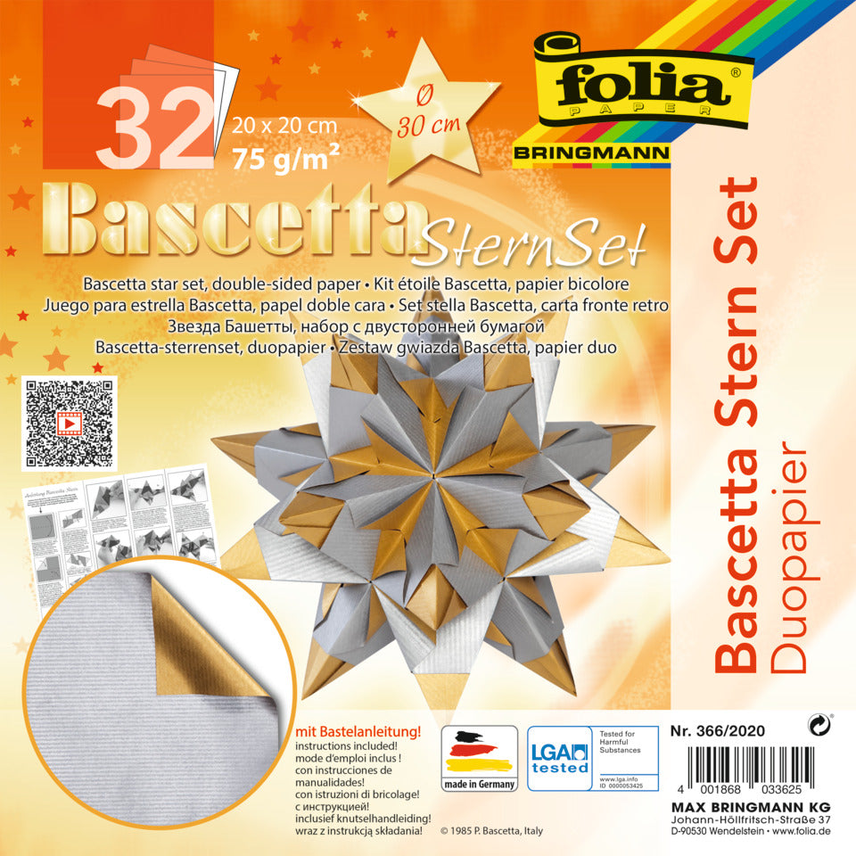 Bascetta-Stern, 20 x 20 cm, 32 Blatt, silber/gold FOLIA 366/2020 FOLIA 366/2020 20x20cm 32Bl