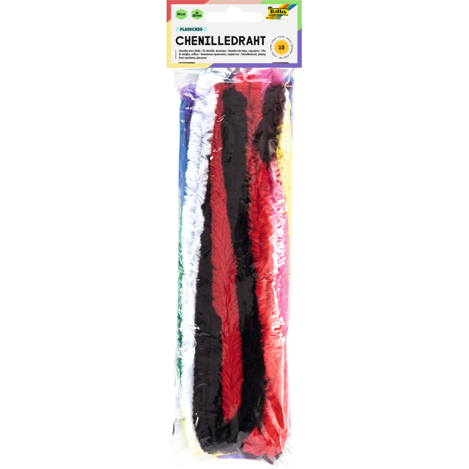 Chenilledraht, 20 mm x 50 cm, 10 Stück, sortiert FOLIA 772109