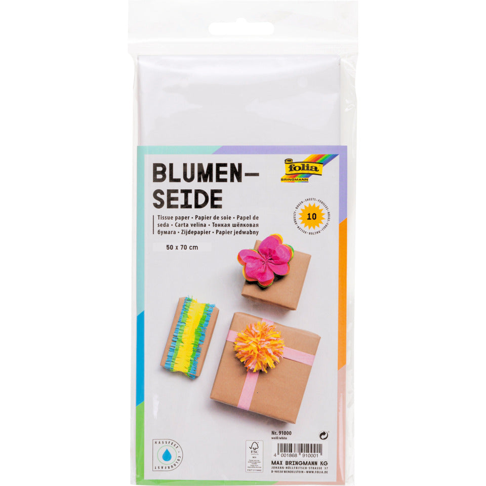 Blumenseide, 50 x 70 cm, 20g/m², 10 Bogen, weiß (00) FOLIA 91000 FOLIA 91000  10Bg  20g