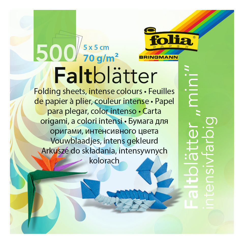 Faltblatt Mini, 5x5cm, 10 Farben, sortiert FOLIA 8955 FOLIA 8955  500Bl