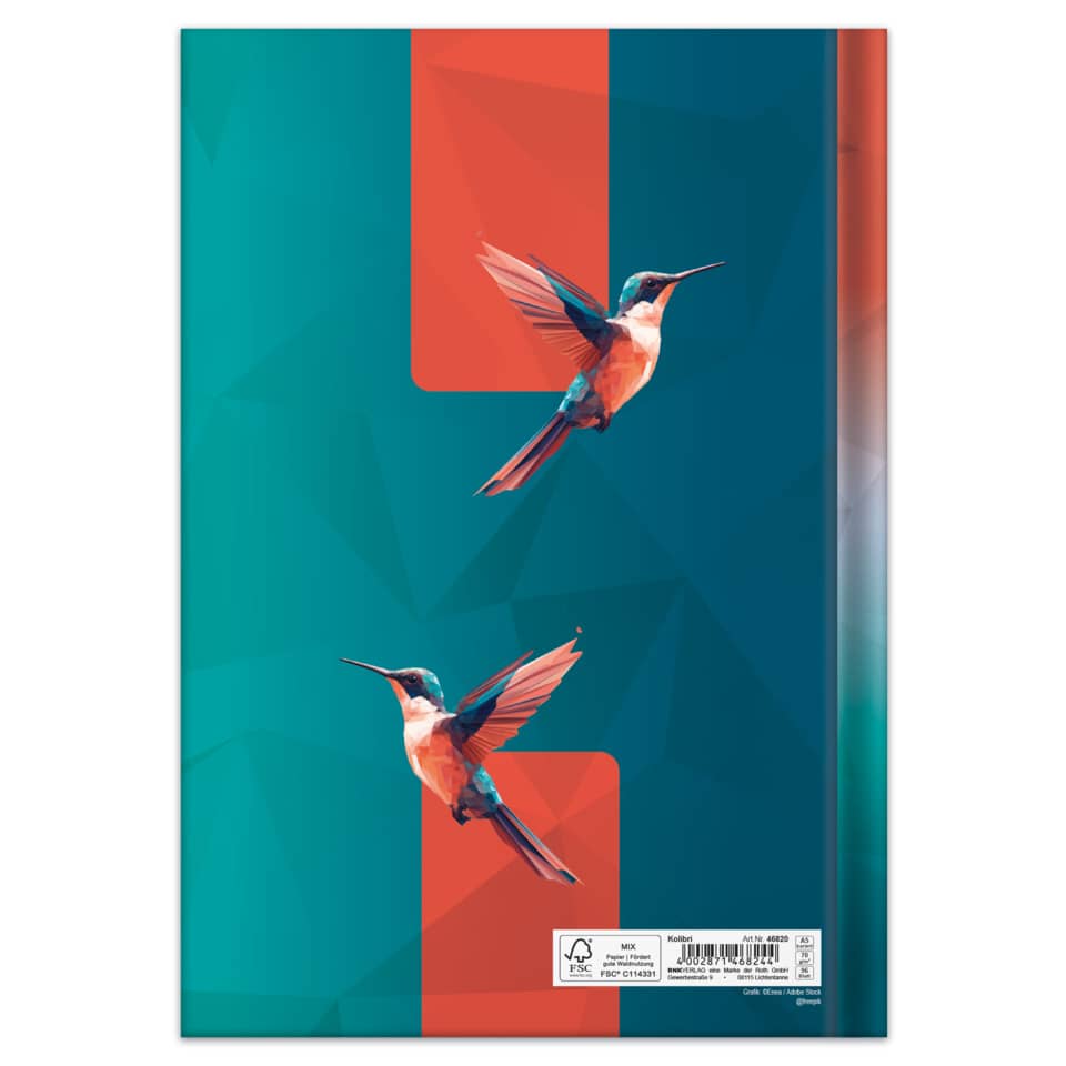 Notizbuch Kolibri, A5, 96 Blatt, kariert RNK 46820
