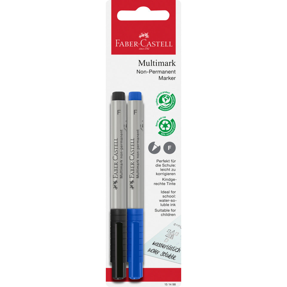 Folienstift Multimark non-permanent F, blau/schwarz FABER CASTELL 151498 FABER CASTELL 151498 F