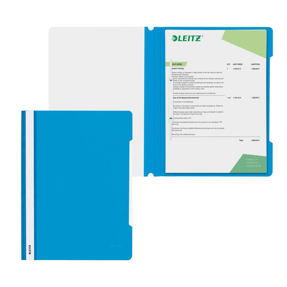 Schnellhefter Plastik, A4, hellblau LEITZ 4191-00-30 LEITZ 41910030 Plastik
