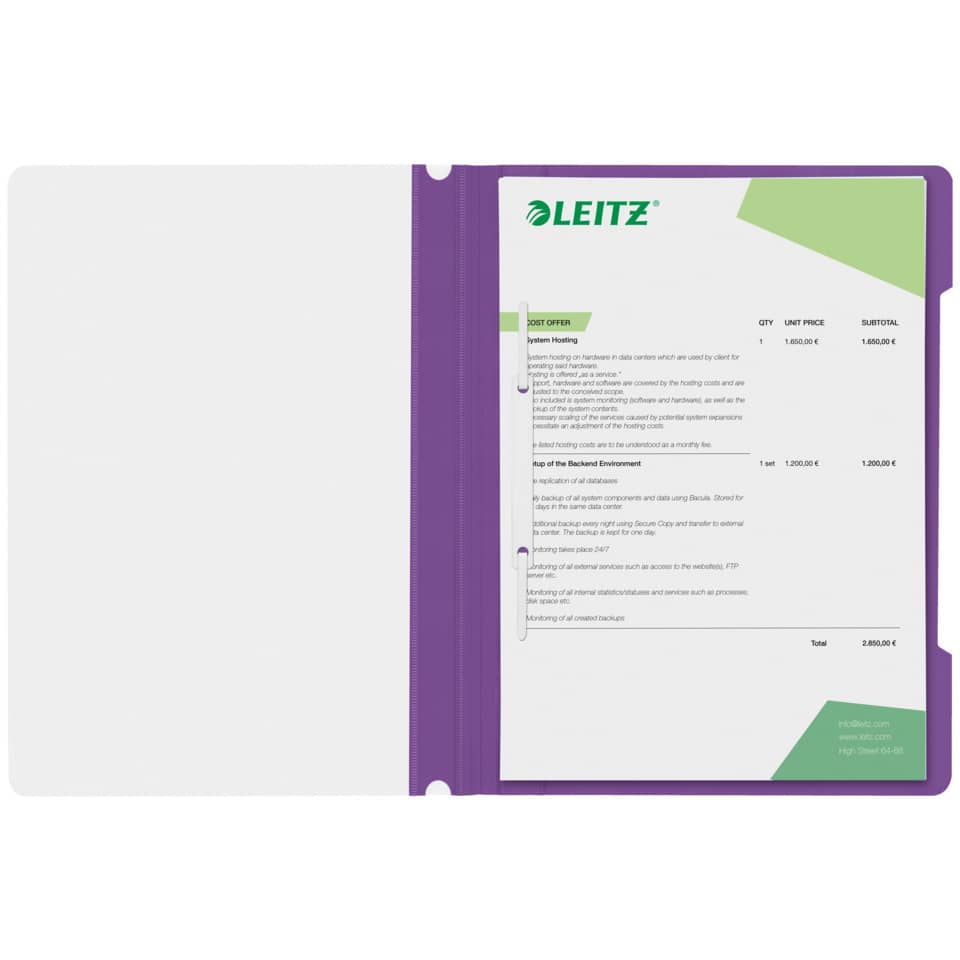 Schnellhefter Plastik, A4, violett LEITZ 4191-00-65 LEITZ 41910065 Plastik
