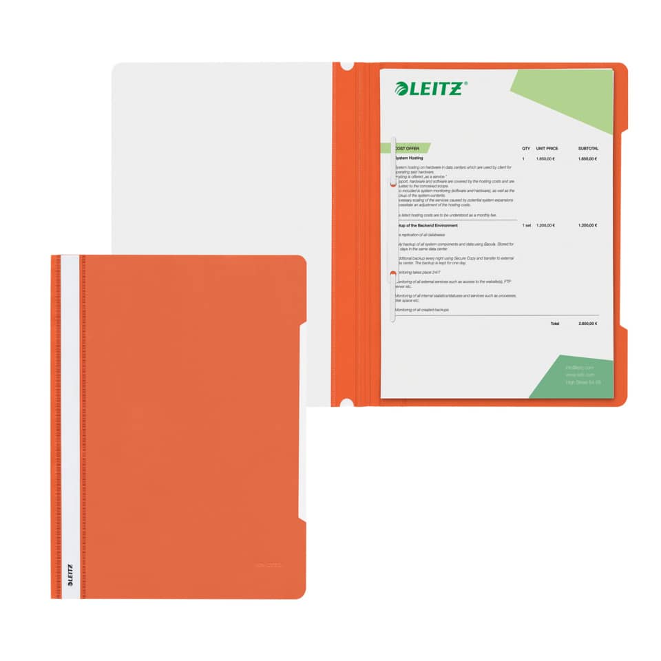 Schnellhefter Plastik, A4, orange LEITZ 4191-00-45 LEITZ 41910045 Plastik
