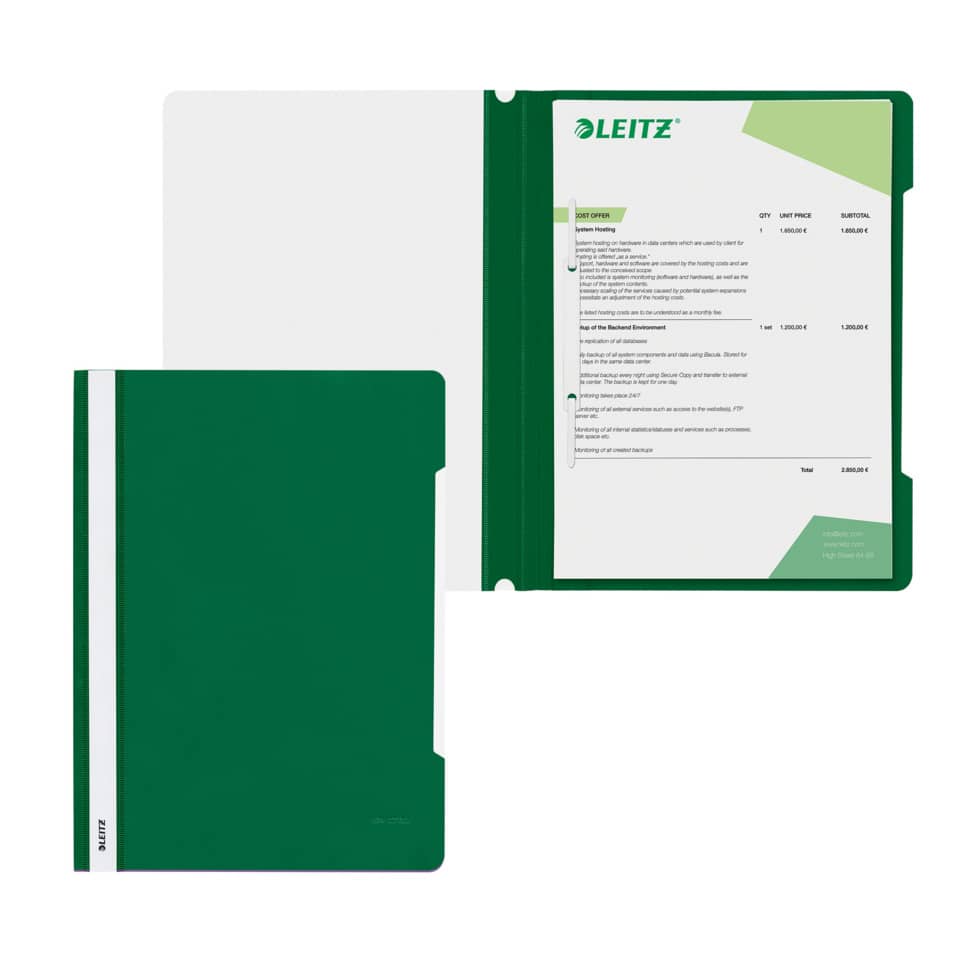 Schnellhefter Plastik, A4, grün LEITZ 4191-00-55 LEITZ 41910055 Plastik