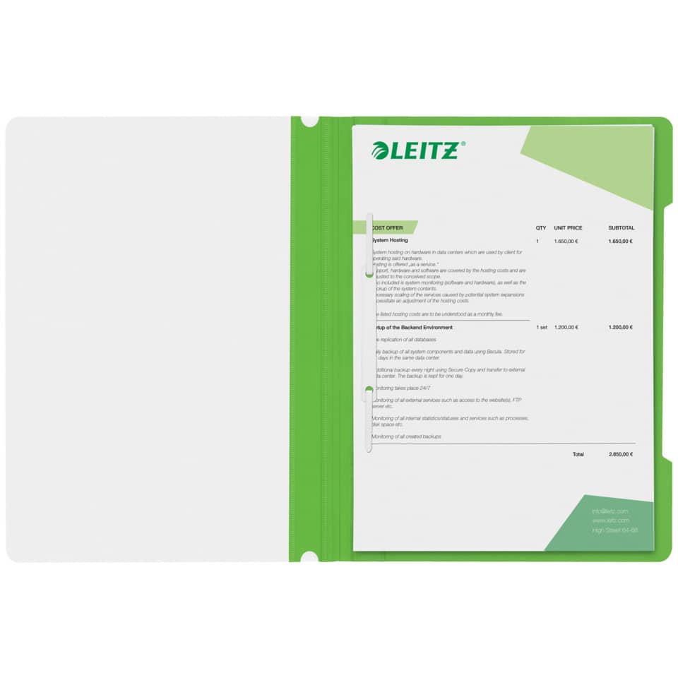 Schnellhefter Plastik, A4, hellgrün LEITZ 4191-00-50 LEITZ 41910050 Plastik