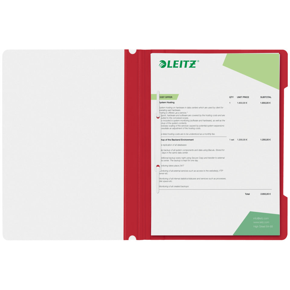 Schnellhefter Plastik, A4, rot LEITZ 4191-00-25 LEITZ 41910025 Plastik